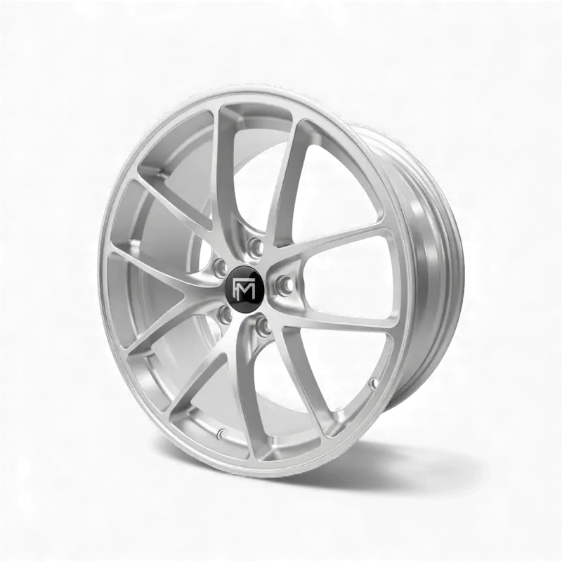 Forged Metallics FM01 Stratos wheel in silver — studio product photo used as the reference for render QA