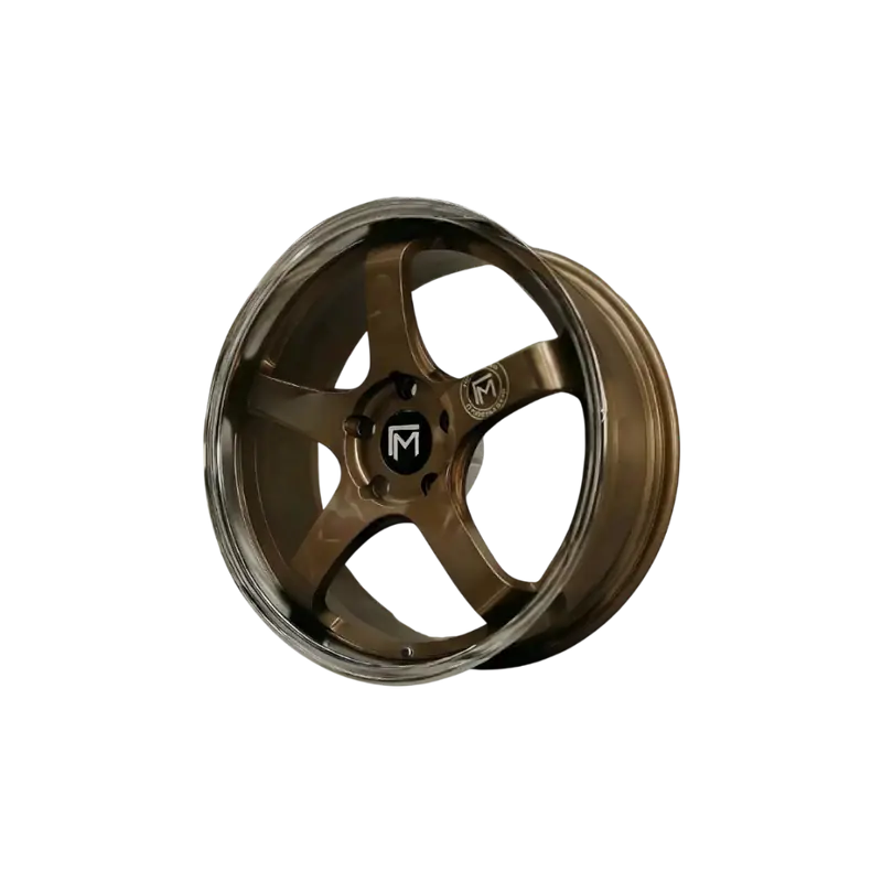 Rueda Forged Metallics FM05 Ronin de cinco radios en bronce con labio pulido — foto de producto de estudio